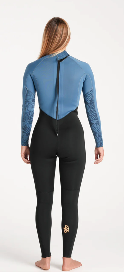 C-Skins NuWave Surflite 3/2mm Womens GBS Back Zip Steamer 2026 - Black/Steel Blue