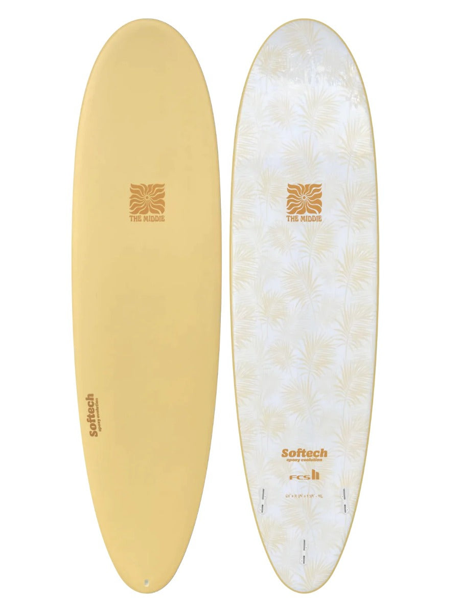 Softech The Middie 7'4" Surfboard in Butter Palms