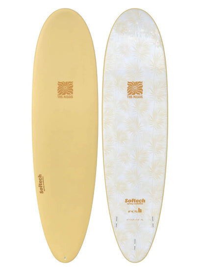 Softech The Middie 7'4" Surfboard in Butter Palms