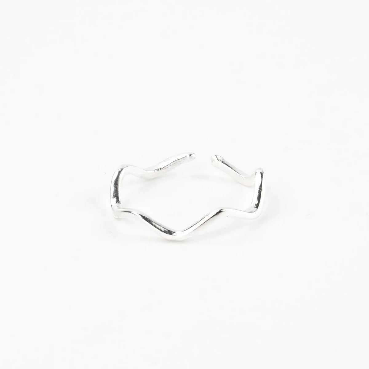 Pineapple Island Deep Wave Silver Plated Adjustable Ring