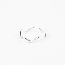 Pineapple Island Deep Wave Silver Plated Adjustable Ring