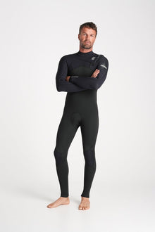 C-Skins NuWave Session 4/3mm Mens GBS Chest Zip Wetsuit 2026 - Black/Black X/Silver
