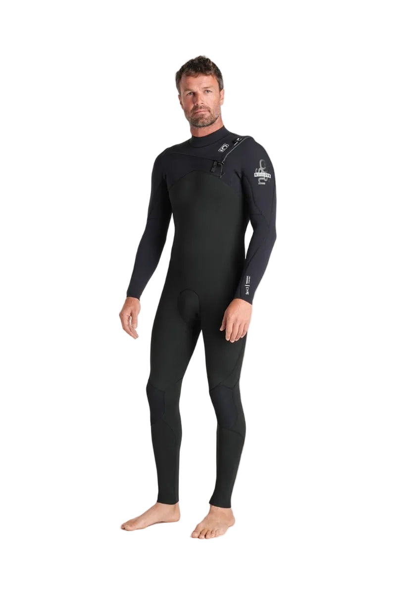 C-Skins NuWave Session 4/3mm Mens GBS Chest Zip Wetsuit in Black/Black X/Silver