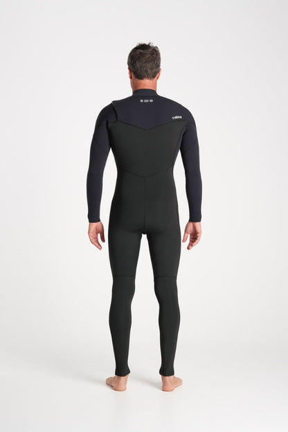 C-Skins NuWave Session 4/3mm Mens GBS Chest Zip Wetsuit 2026 - Black/Black X/Silver
