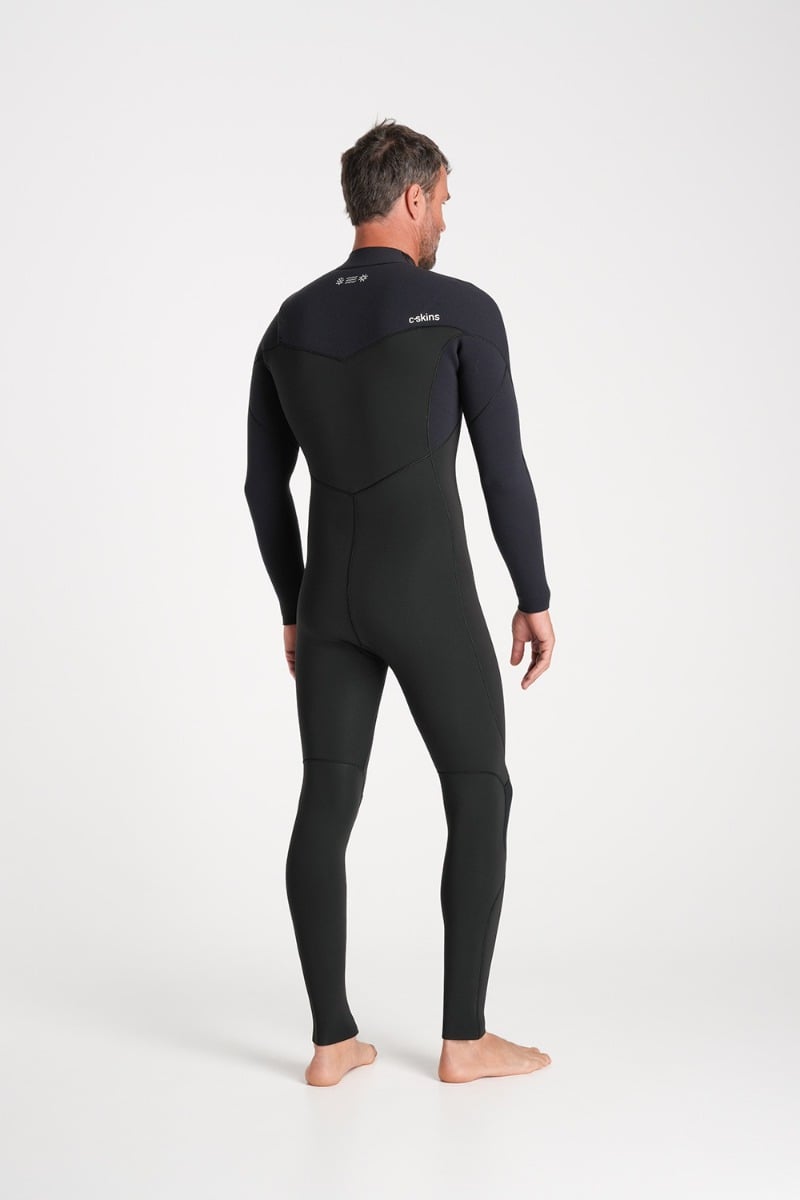 C-Skins NuWave Session 4/3mm Mens GBS Chest Zip Wetsuit 2026 - Black/Black X/Silver