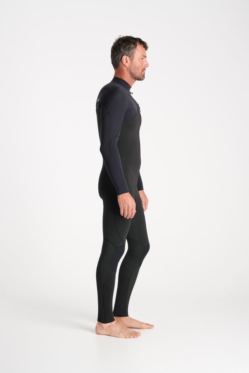 C-Skins NuWave Session 4/3mm Mens GBS Chest Zip Wetsuit 2026 - Black/Black X/Silver