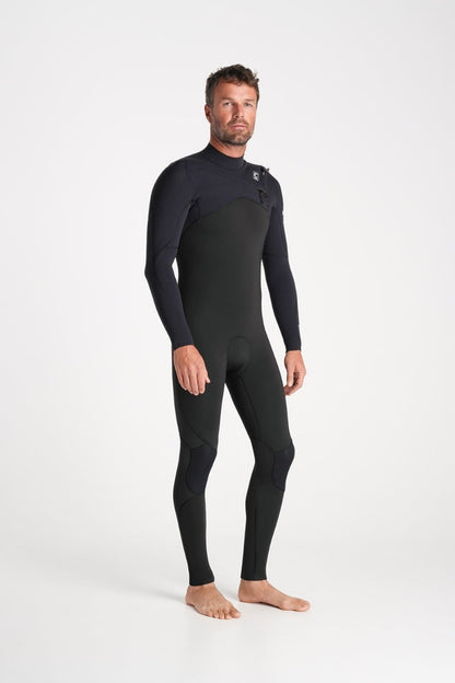 C-Skins NuWave Session 4/3mm Mens GBS Chest Zip Wetsuit 2026 - Black/Black X/Silver