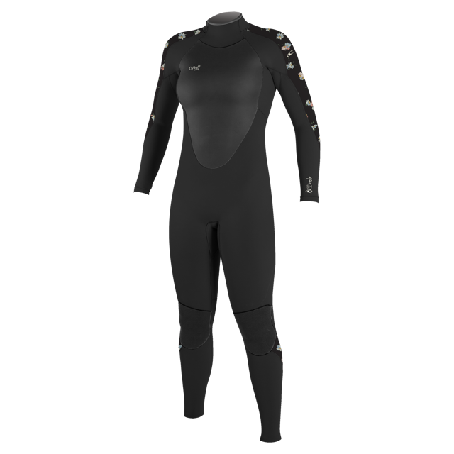 O'Neill Epic 4/3mm Womens Back Zip Wetsuit - Black/ Cindydaisy - Front