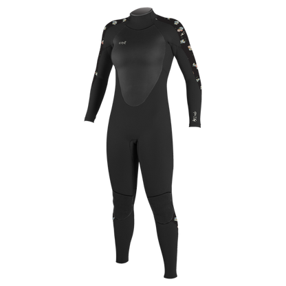 O'Neill Epic 4/3mm Womens Back Zip Wetsuit - Black/ Cindydaisy - Front