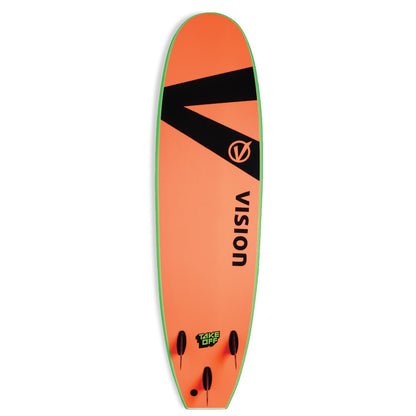 Vision Takeoff 7'6" Softboard - Lime/ Warm Red - Bottom