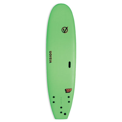 Vision TakeOff 8'0" Softboard Surfboard  - Lime/Warm Red - Top