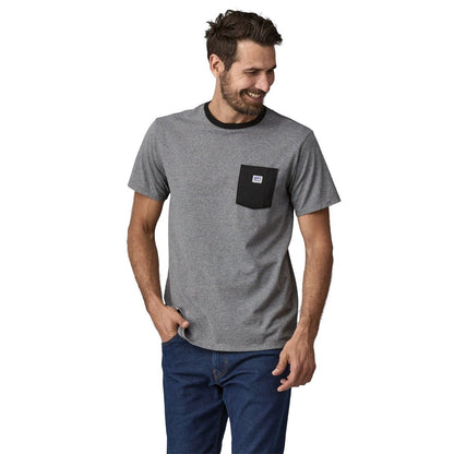 Patagonia Shop Sticker Unisex Pocket Responsibili-Tee - Gravel Heather