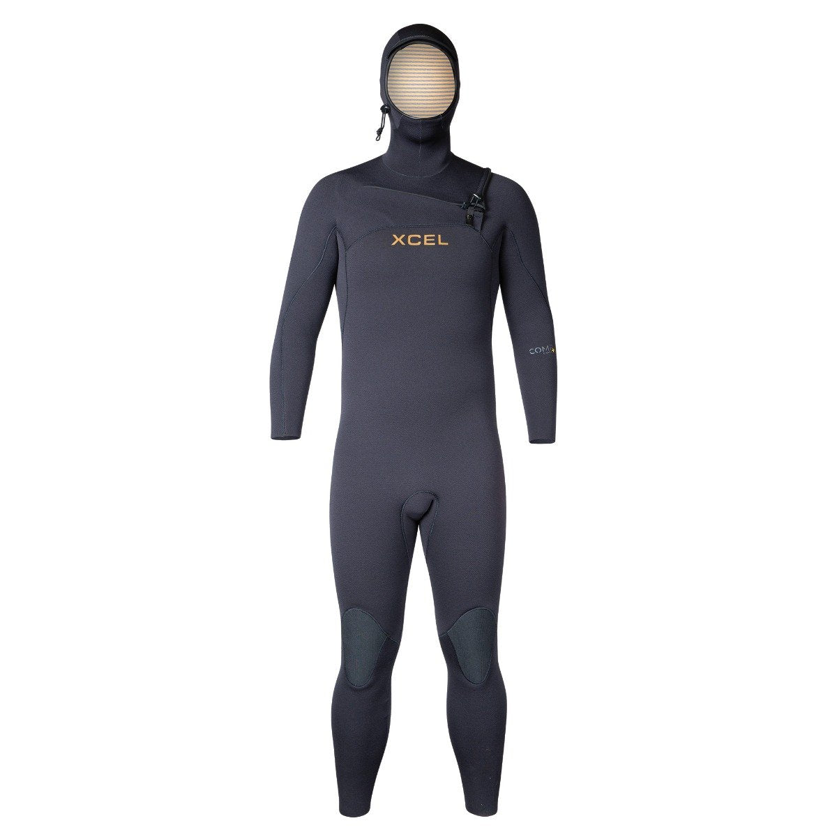Xcel Comp + 4/3mm Mens Chest Zip Hooded Wetsuit - Black