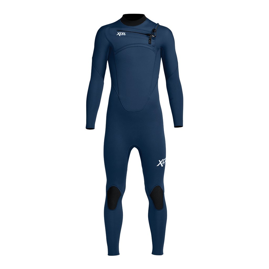 Xcel Comp 5/4mm Youth Chest Zip Winter Wetsuit 2022 - Midnight Blue - Front