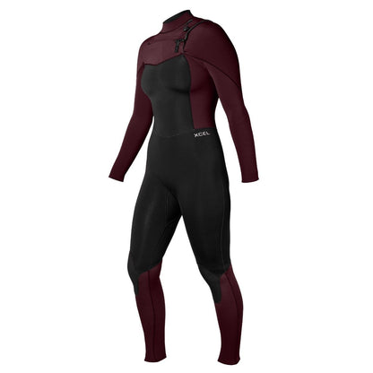 Xcel Comp Women's Chest Zip 5/4mm Winter Wetsuit 2025 - Black/Wine