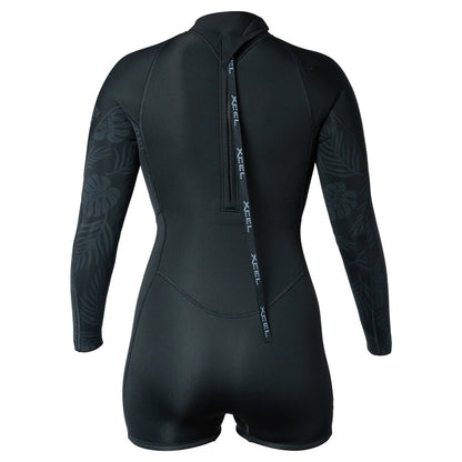 Xcel Womens 2mm Axis Long Sleeve Back Zip Boy Leg Shorty 2025 - Black Palm