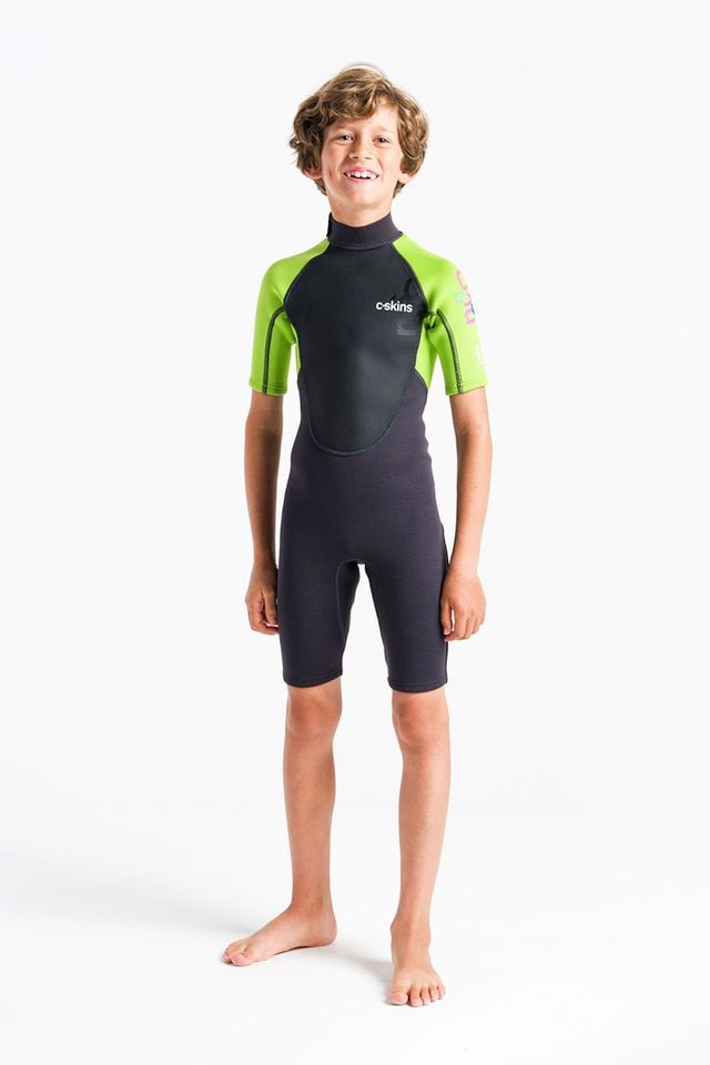 C Skins Element 3/2mm Kids Shorty Wetsuit 2025 - Anthracite / Lime