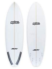 Rebel Badger Surfboard - White - Full View