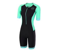 ZONE3 Aquaflo Plus Short Sleeve Womens Trisuit - Black/Mint